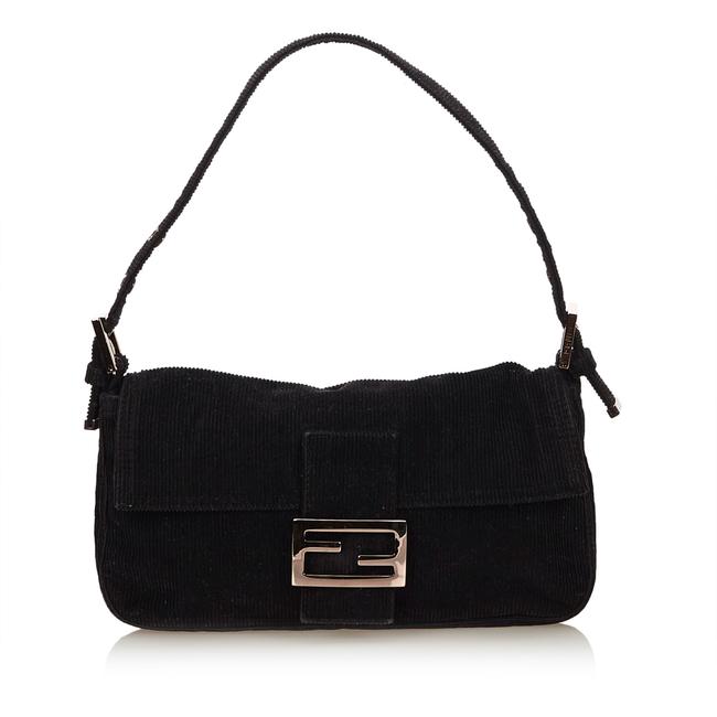 Fendi Black Corduroy Baguette 
