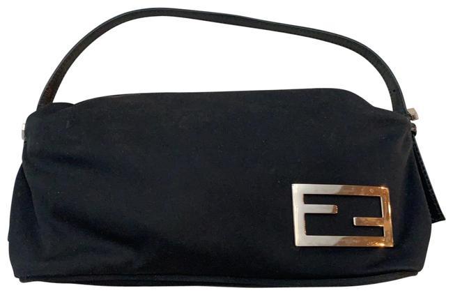 Fendi Black Nylon and Leather Baguette 