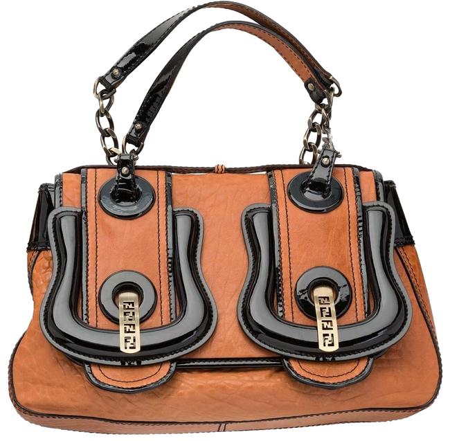 Fendi Bag Black Patent Brown Leather Tote 
