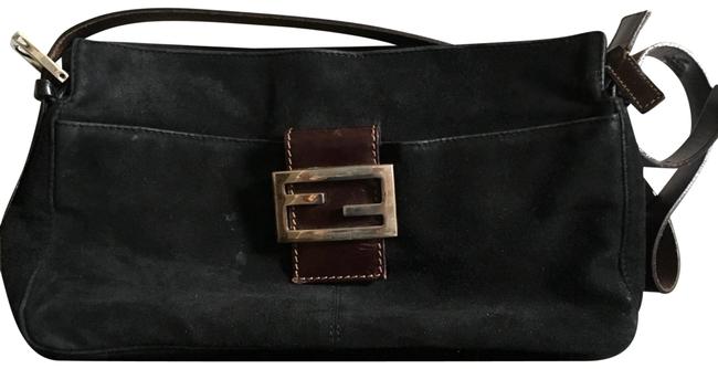 Fendi Black Suede Leather Baguette 