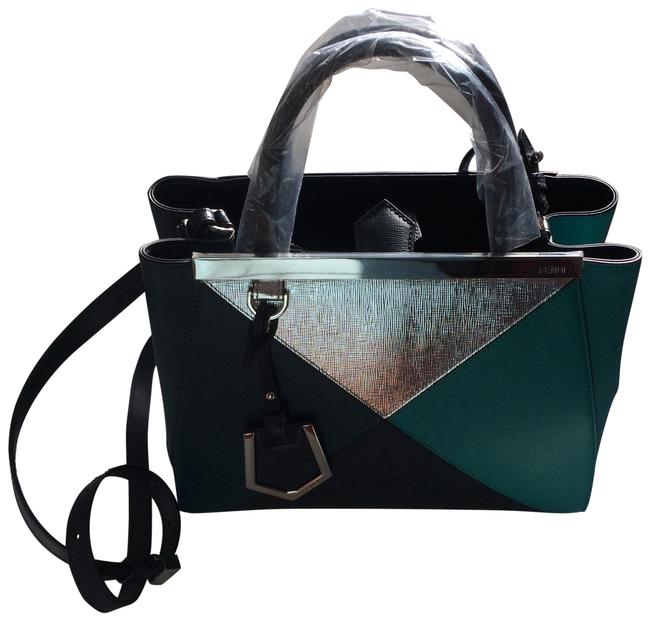 Fendi Blue &amp; Silver Saffiano Leather Tote 