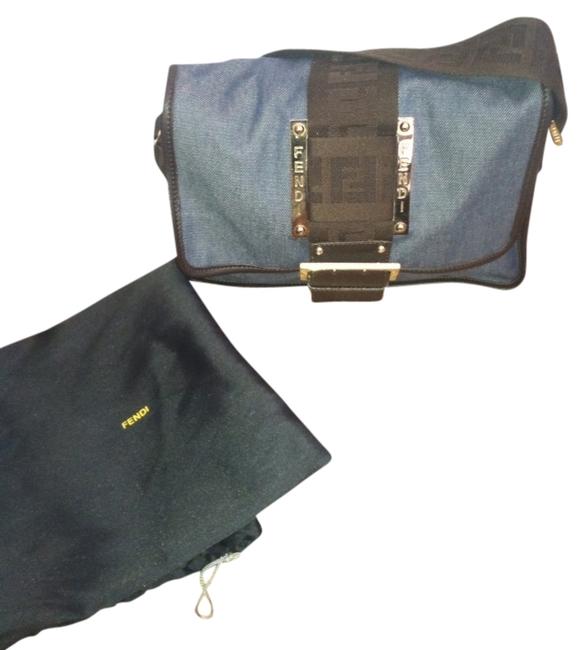 Fendi Blue Brown Shoulder Bag 