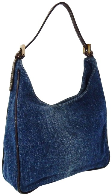 Fendi Blue Denim and Leather Shoulder Bag 