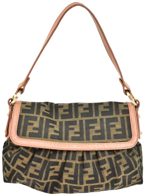 Fendi "Borsa " Nude Leather &amp; "Ff" Logo Py Shoulder Bag 