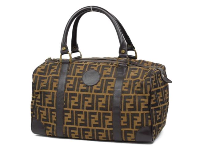 Fendi Monogram Ff Zucca Boston 232897 Brown Canvas WeekendTravel Bag 
