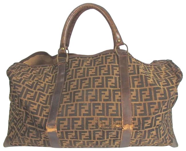 Fendi Boston Brown Canvas WeekendTravel Bag 