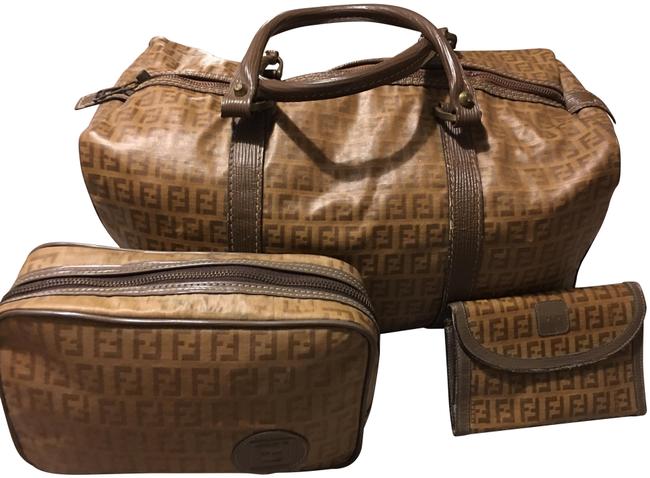 Fendi Boston Brown Pvc WeekendTravel Bag 