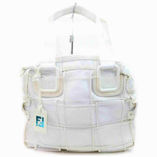 Fendi Boston Cube 860013 White Nylon Shoulder Bag 