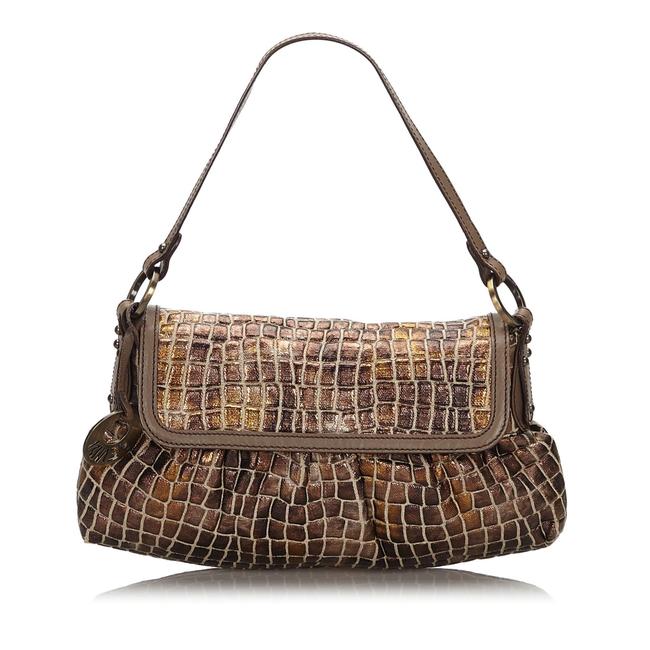 Fendi Embossed Chef Brown Leather Baguette 