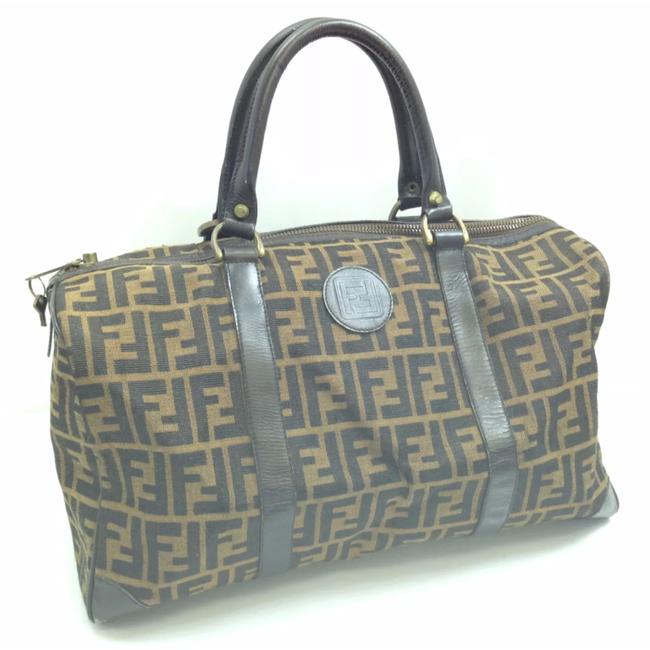 Fendi Brown and Black Canvas Leather WeekendTravel Bag 