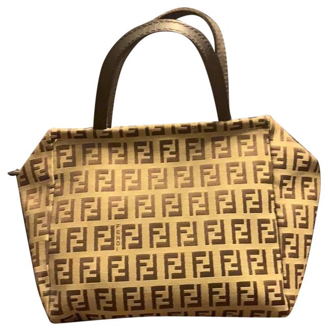 Fendi Brown and Tan Canvas Wristlet 