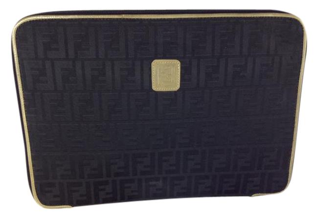 Fendi Brown Canvas and Leather Laptop Bag 