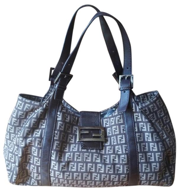 Fendi Logo Brown Cloth Shoulder Bag 