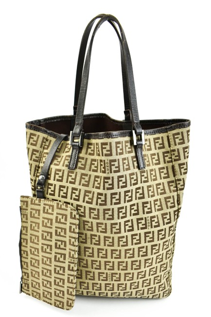 Fendi Brown "Ff" Logo T Organizer &amp; Medium Tote 