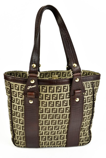 Fendi Brown "Ff" Logo Tote M Shoulder Bag 