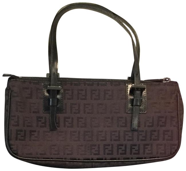 Fendi Brown Monogram Canvas Trimmed with Leather Baguette 