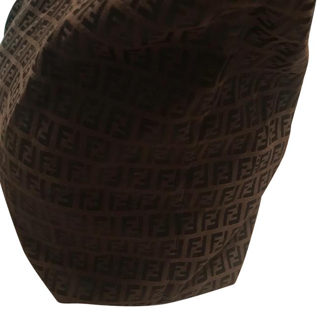 Fendi Brown with Black Straps Canvas Tote 