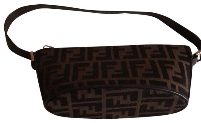 Fendi Brown with Gold Interior Coated Canvas Baguette 