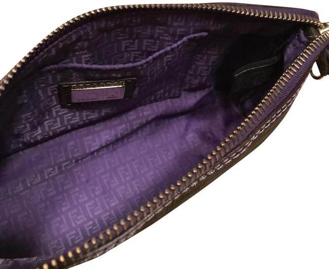 Fendi Brown Zucca Purple Interior Wristlet 