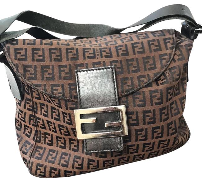 Fendi BrownBlack Fabric Baguette 
