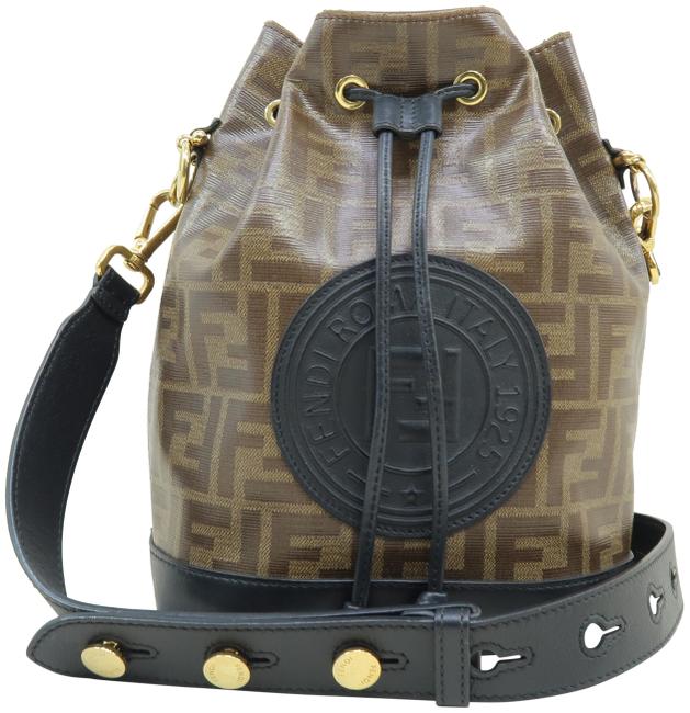 Fendi Bucket 2019 Mon Tresor Brown and Black Coated Canvas Shoulder Bag 