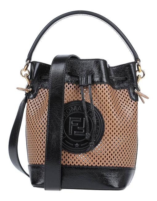 Fendi Shoulder Bag Medium Mon Tresor Brown Multi Calfskin Leather Baguette 