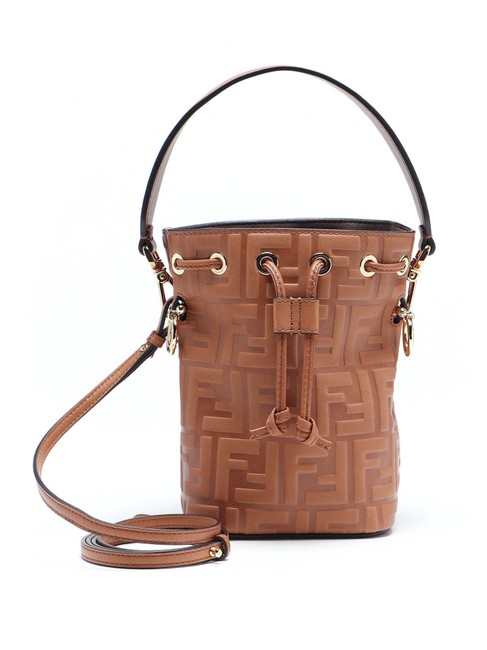 Fendi Bucket Bag Spk New Mini Mon Tresor Brown Leather Tote 