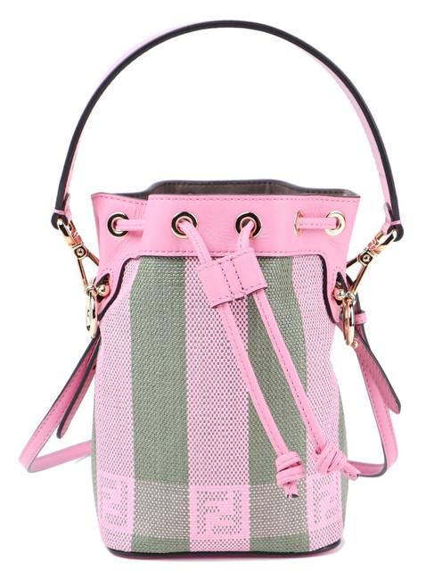 Fendi Bucket Bag Spk New Mon Tresor Pink Green Canvas Tote 