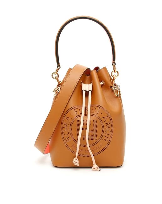 Fendi Cr New Stamp Mon Tresor Brown Leather Shoulder Bag 