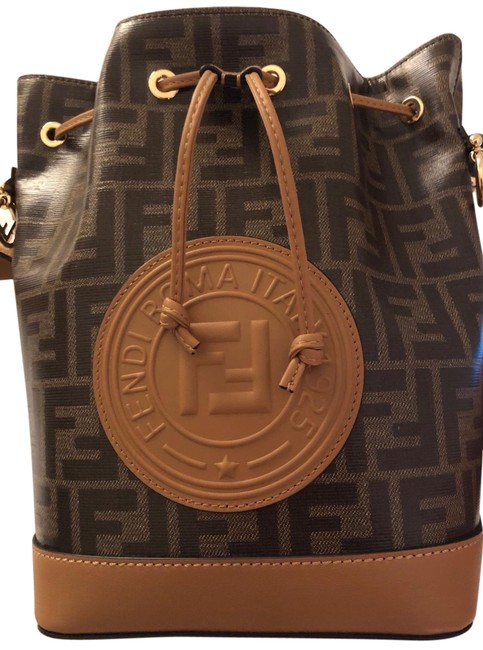 Fendi Bucket Tresor Brown Coated Canvas Shoulder Bag 