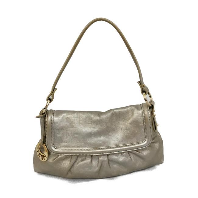 Fendi Bucket Zukka Pattern Handbag Gold Leather Shoulder Bag 