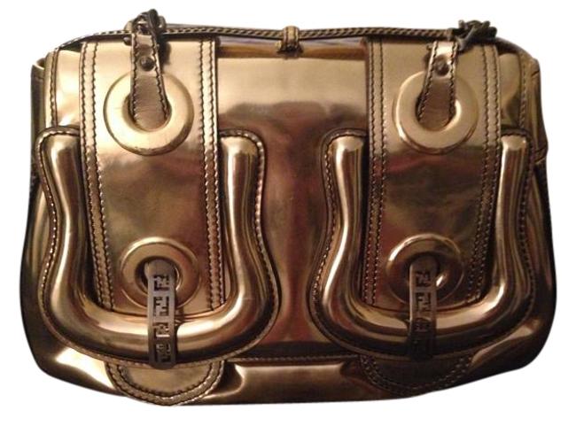 Fendi Buckle Gold Patent Leather Shoulder Bag 