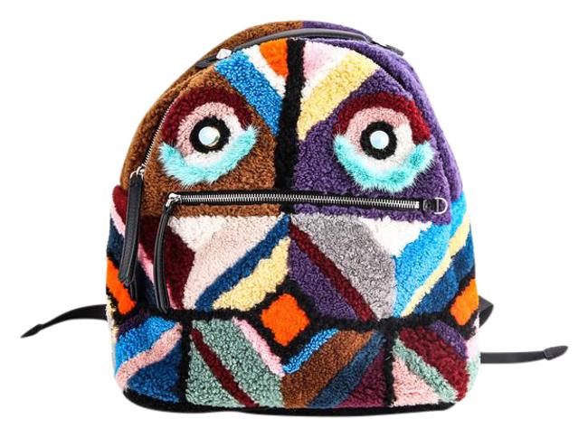 Fendi Buggies Multicolor Sheep Fur Backpack 