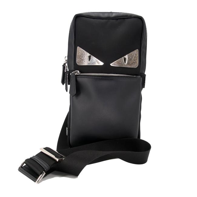 Fendi Bugs Polyurethane One shoulder Sling Black Calfskin Leather Backpack 