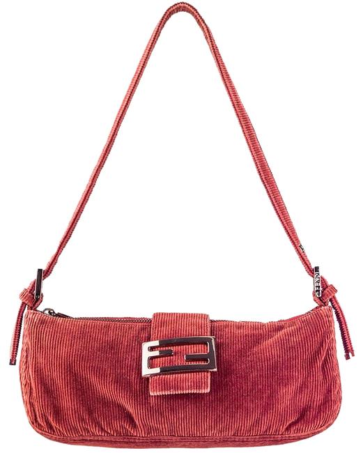 Fendi Burgundy Corduroy Baguette 