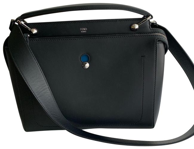 Fendi Calfskin Dotcom Satchel Royal Black Leather Messenger Bag 