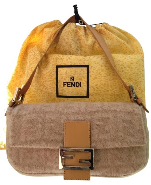 Fendi Camel Cashmere and Leather Baguette 