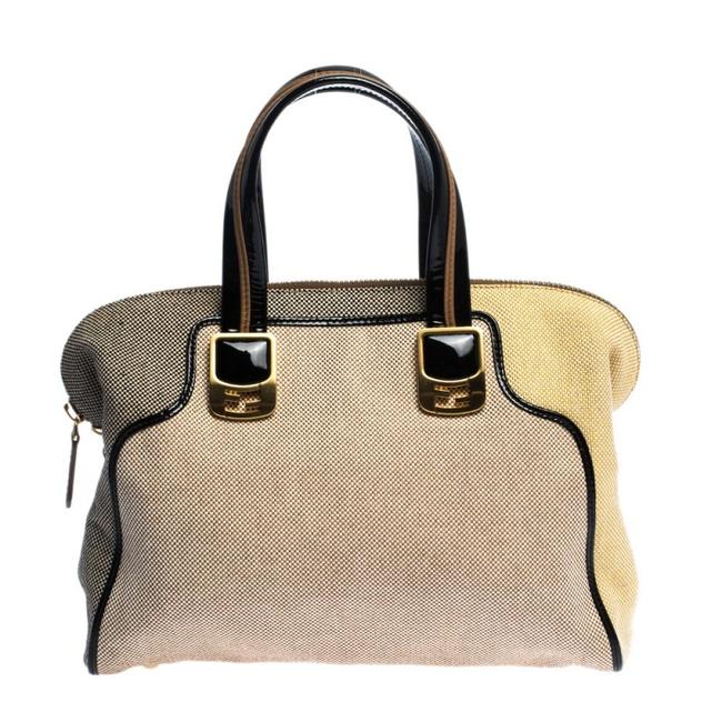 Fendi Canvas and Chameleon Satchel Multicolor Patent Leather Tote 