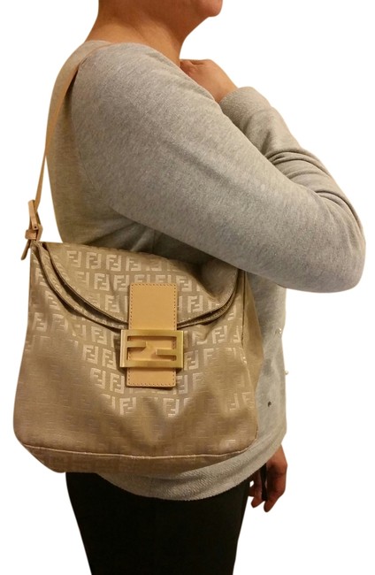 Fendi Canvas and Leather Handles Shoulder Bag 