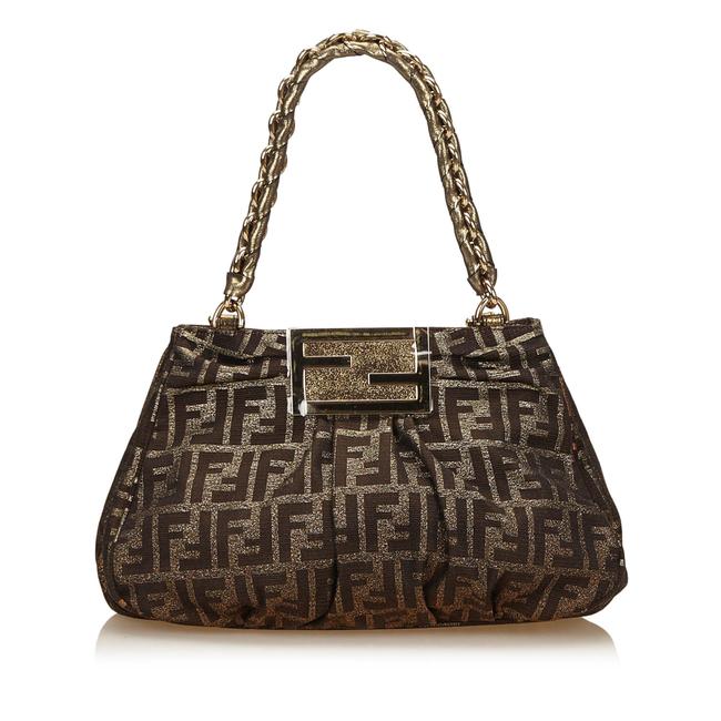 Fendi Canvas Handbag Brown Fabric Tote 