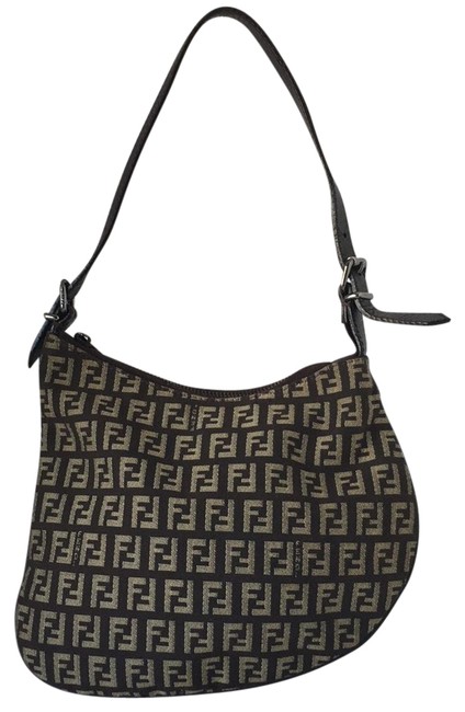 Fendi Canvas Monogram Baguette Shoulder Bag 