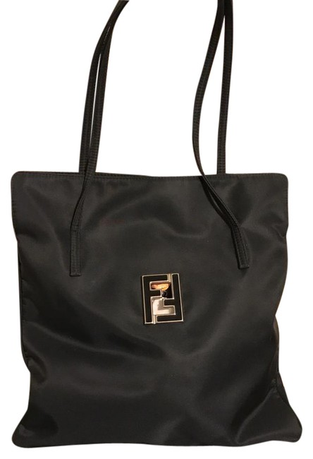 Fendi Canvas Tote Black Shoulder Bag 