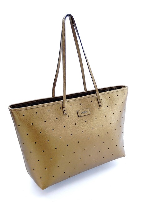 Fendi Carry All Shoulder Gold Zucca Metallic Leather WeekendTravel Bag 