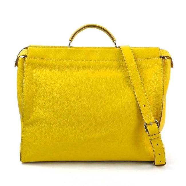 Fendi Celeria Peekaboo Handbag Ladies I0286 Yellow Leather Shoulder Bag 