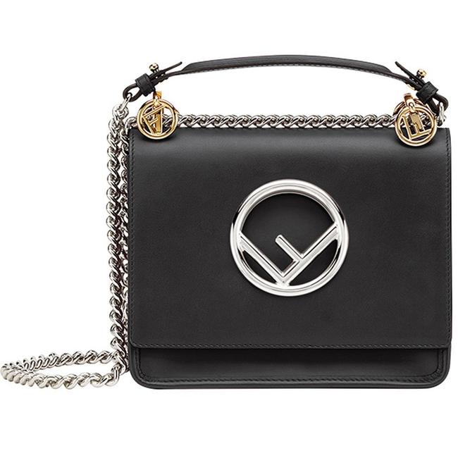 Fendi Century Kan I Black Leather Shoulder Bag 
