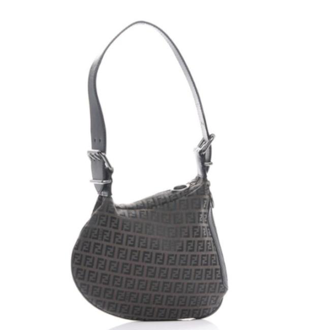 Fendi Hobo Bag Certified Zucchino Ff Small Oyster Brown Black Tote 