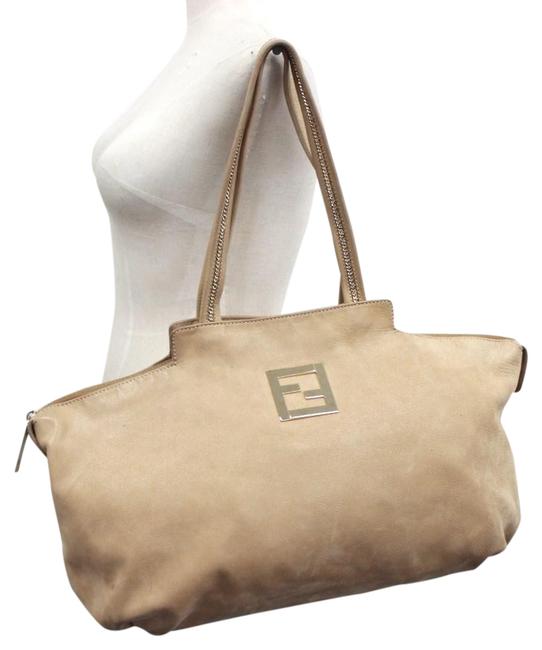 Fendi Chains Suede 239760 Beige Nubuck Leather Tote 