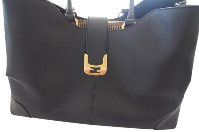 Fendi Bag Chameleon Black Leather Tote 