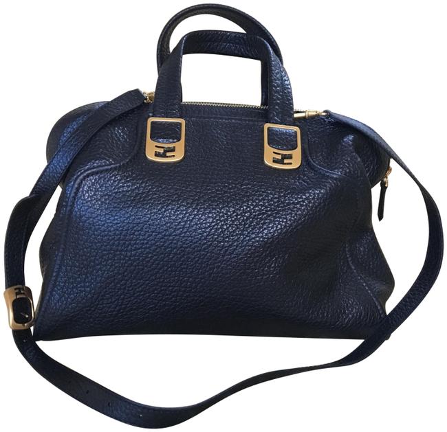 Fendi Chameleon Grained Black Leather Tote 
