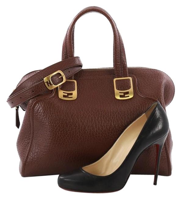 Fendi Chameleon Satchel Medium Brown Leather Shoulder Bag 